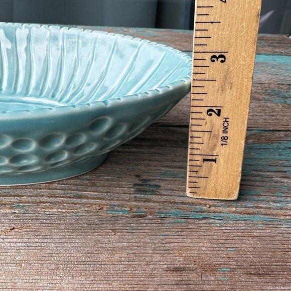 Majoliche Jessica Ceramic Oval Bowl Turquoise Dimpled Rib Art Deco Italy 8.75" - Picture 10 of 10
